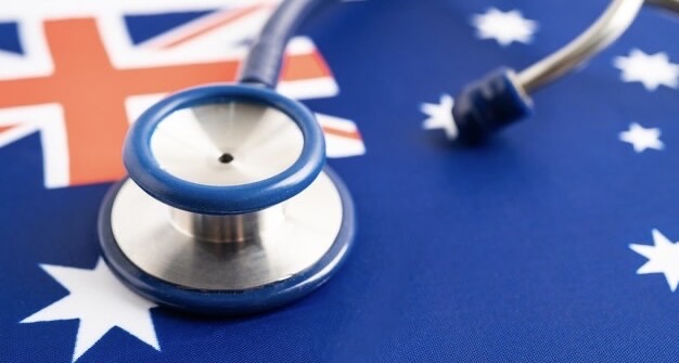 Stethoscope on Australia flag background